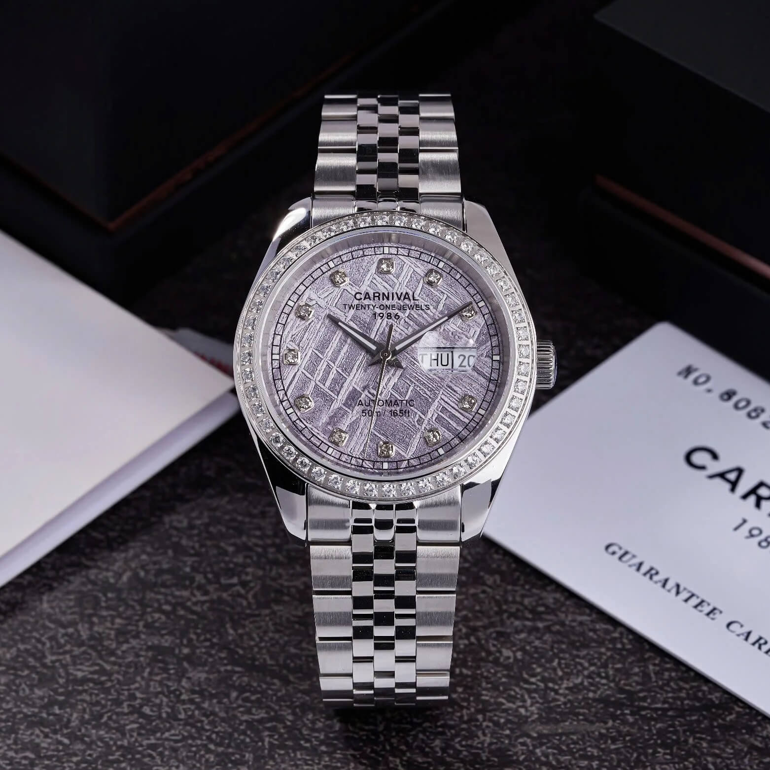 Đồng Hồ Nam Carnival 8131G2-VT-TT Automatic Dây Thép Bạc Mặt Thiên Thạch Size 40mm