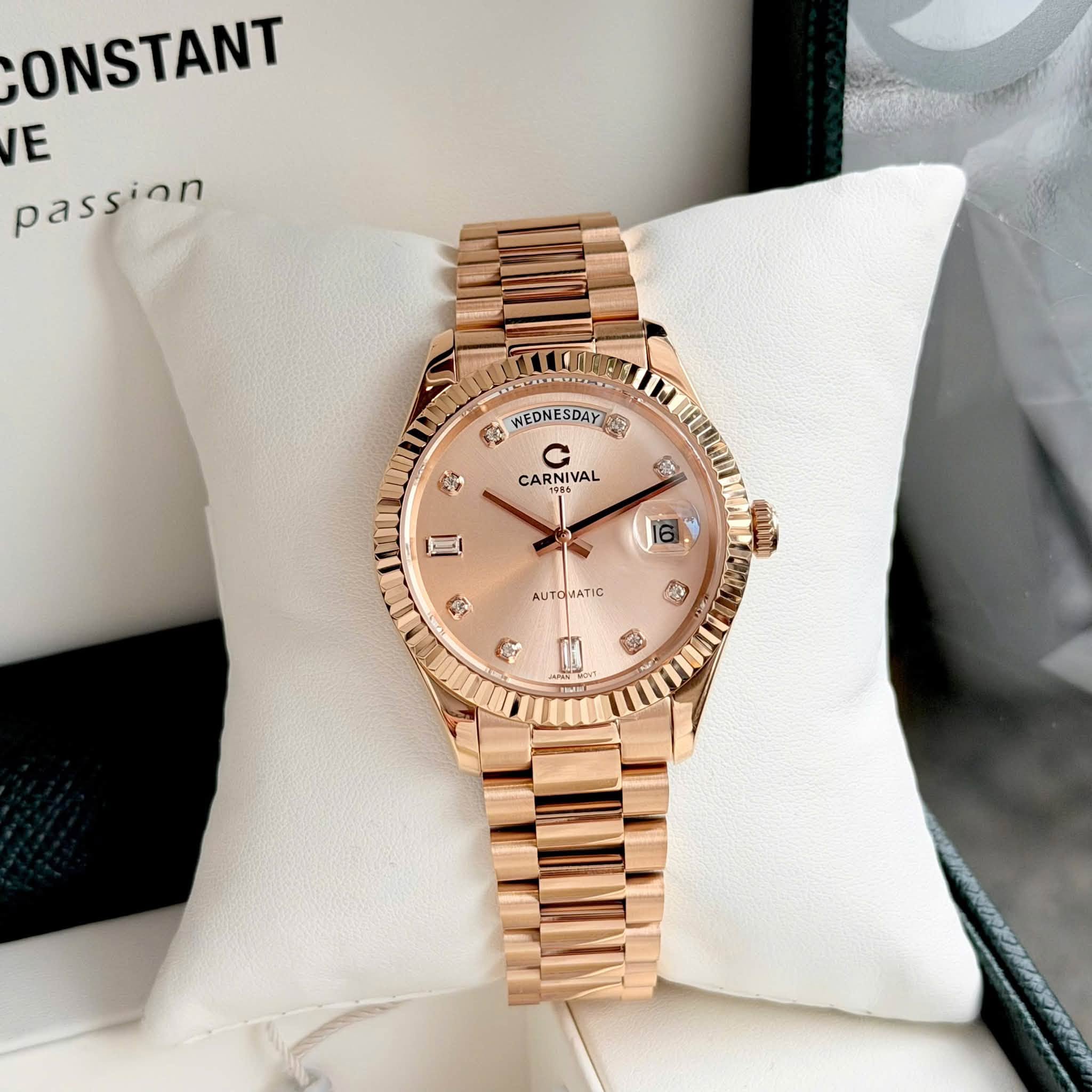 Đồng Hồ Nam Carnival 8239G-VH-NN Automatic Vàng Hồng Size 38mm Chính Hãng