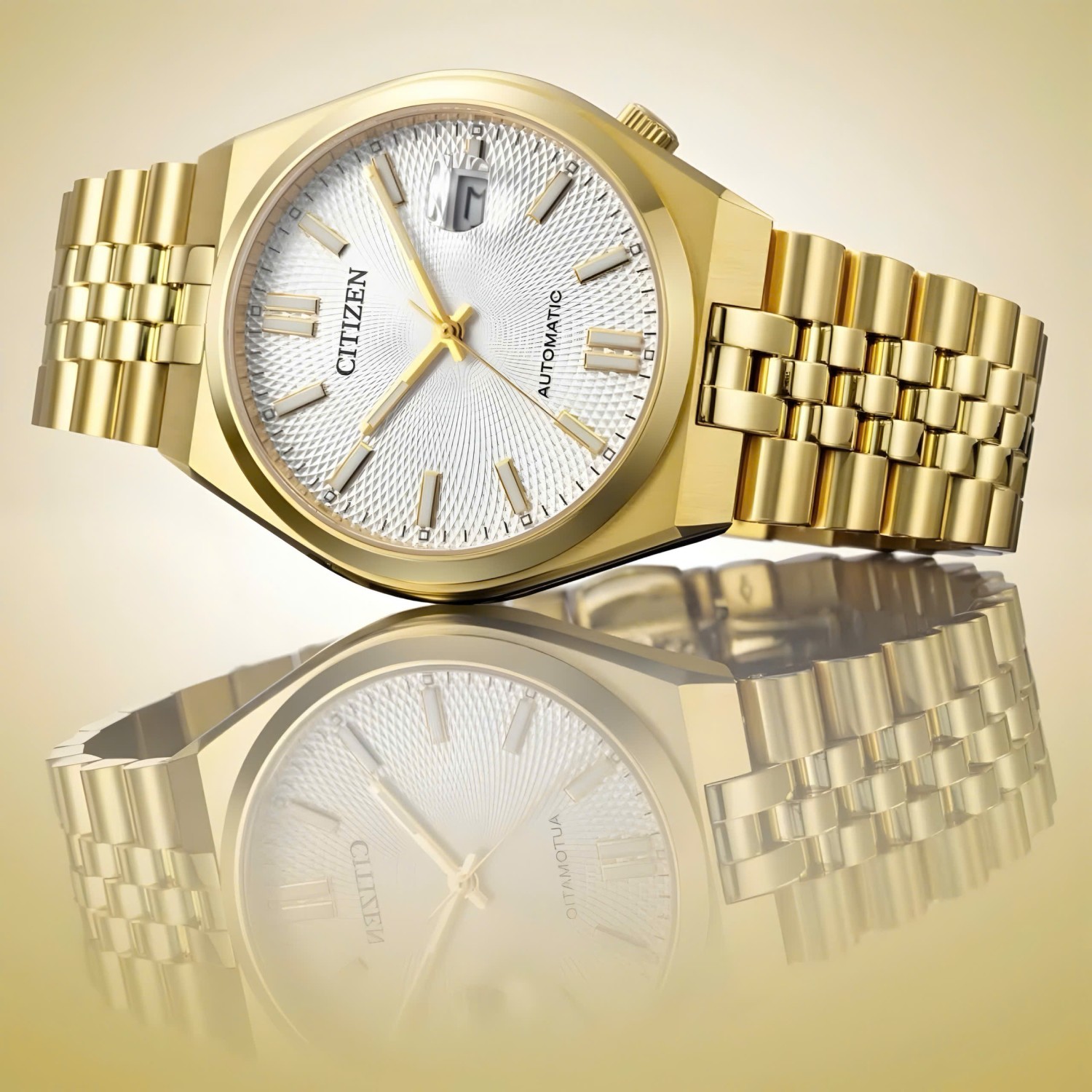 Đồng Hồ Nam Citizen Tsuyosa Automatic NK0022-50A Size 40mm Màu Vàng Mặt Trắng