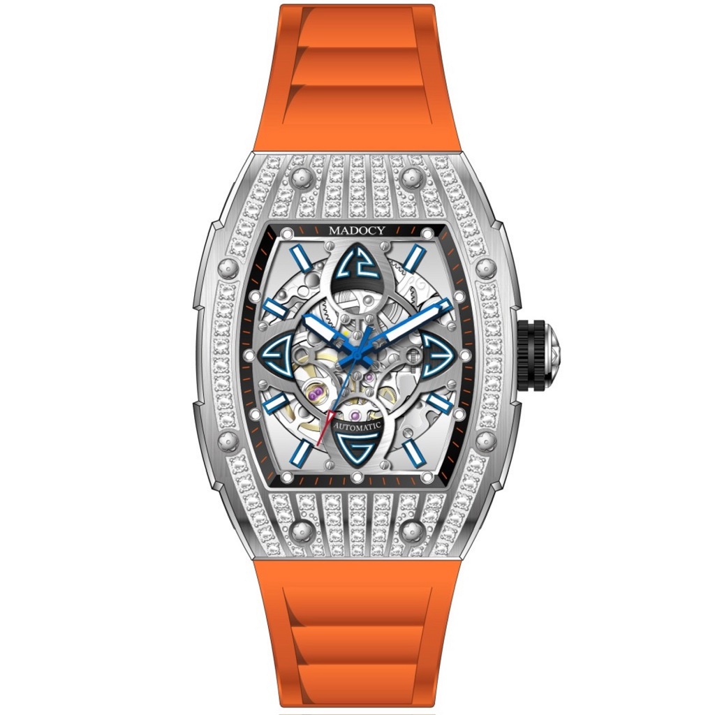 Đồng Hồ Nam Madocy M88168 Automatic Orange Silver 42mm