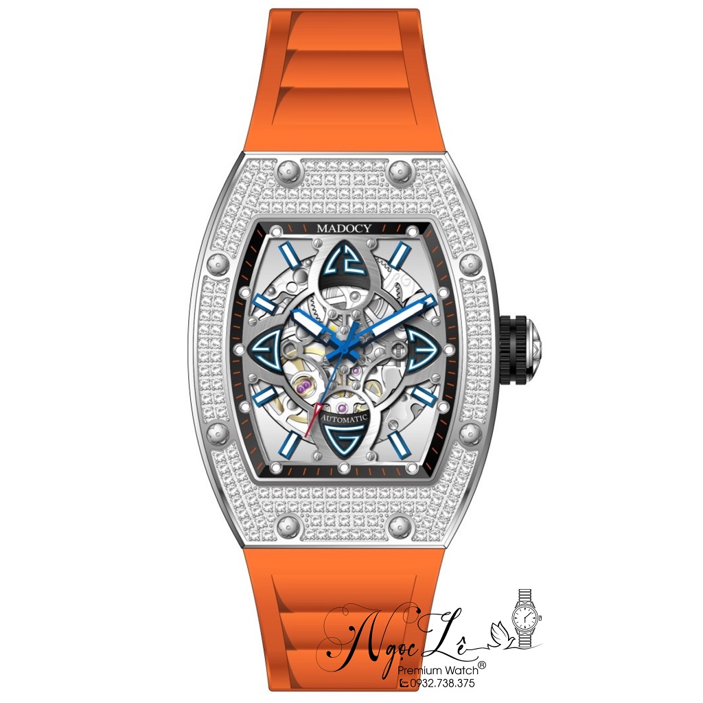 Đồng Hồ Nam Madocy M88169 Automatic Orange Silver 42mm