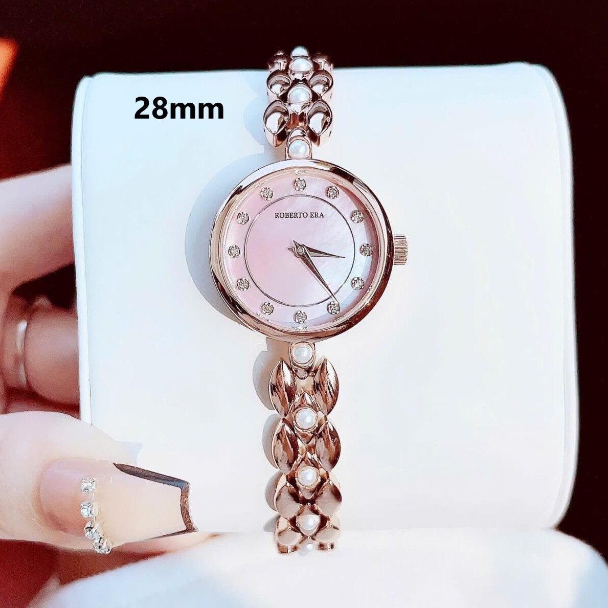 Đồng hồ nữ chính hãng Roberto Era RE2806 màu vàng hồng, size mặt 28mm nhỏ xinh