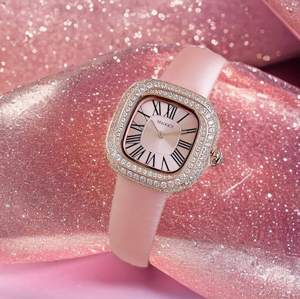 Đồng Hồ Nữ Madocy M81886 Dây Da Pink Rose Gold 31mm