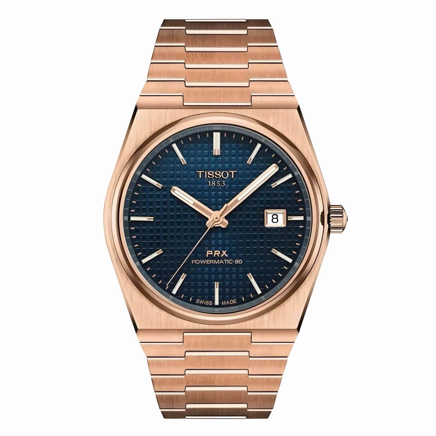 Đồng Hồ Nam Tissot Automatic PRX Powermatic 80 Size 40mm T137.407.33.041.00 (T1374073304100) Màu Vàng Hồng Mặt Xanh Navy