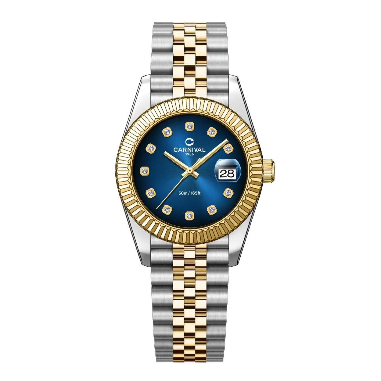 Đồng Hồ Nữ Carnival 8250L-CV-X Demi Vàng Gold Mặt Xanh Dương Size 30mm Quartz Japan