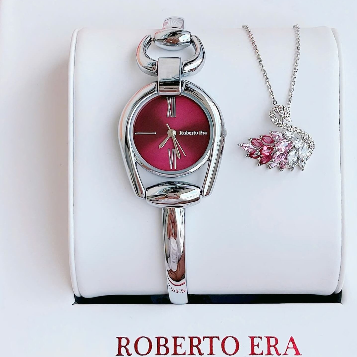 Set Đồng Hồ Lắc Tay Nữ Roberto Era Horsebit Mặt Tím Size 28mm - RE9101