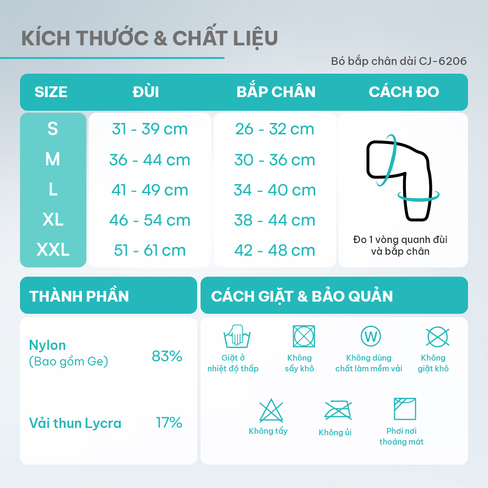 Bó gối dài Vital Salveo CJ-6206 mỏng nhẹ