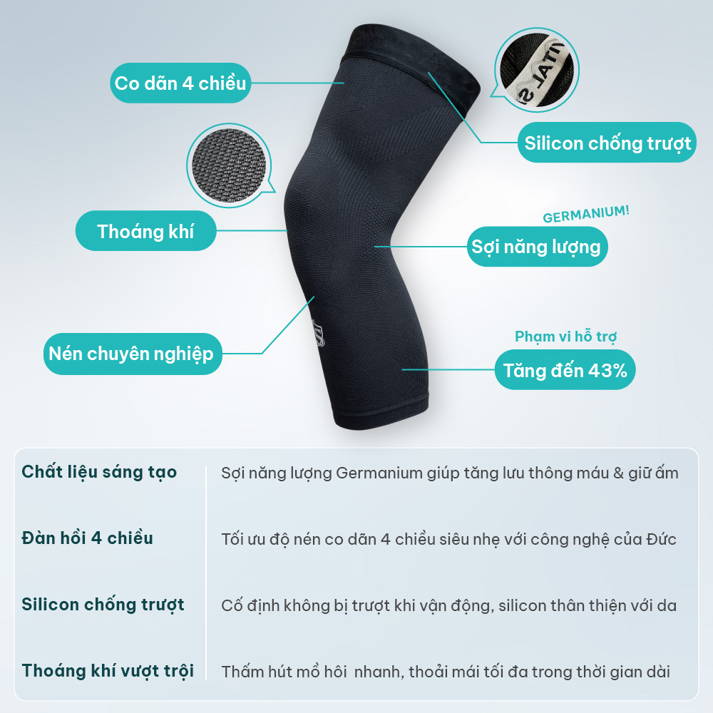 Bó gối dài Vital Salveo CJ-6206 mỏng nhẹ