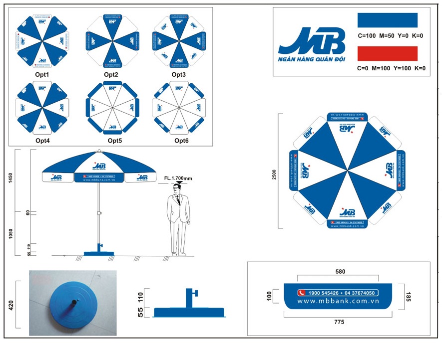 Ô dù quảng cáo MB bank
