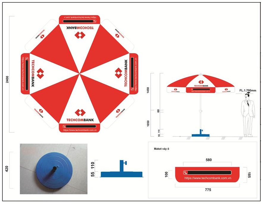 Ô dù quảng cáo Techcombank