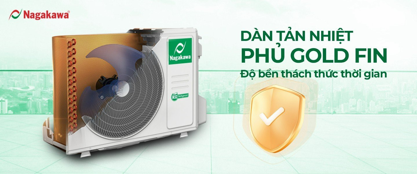 Điều hòa âm trần Cassette Nagakawa được trang bị dàn tản nhiệt phủ lớp Golden Fin chống ăn mòn Điều hòa âm trần Cassette Nagakawa được trang bị dàn tản nhiệt phủ lớp Golden Fin chống ăn mòn