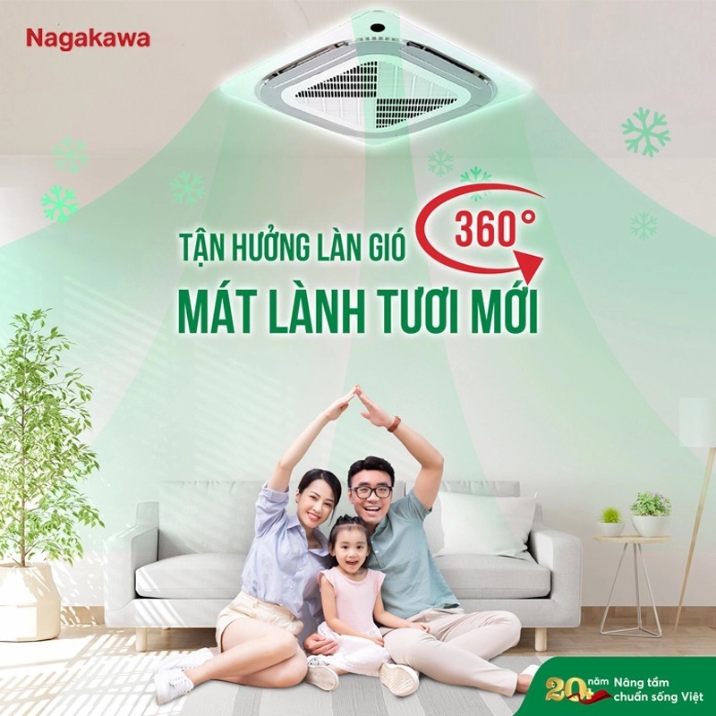 Điều hòa âm trần Cassette Nagakawa NT-C28R2M32 28000 BTU/h 1 chiều 