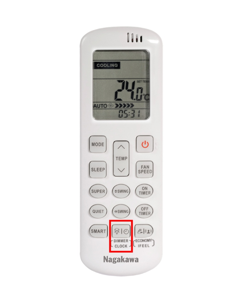 Bấm nút Dimmer trên remote máy lạnh để bật/tắt màn hình Led trên cục lạnh