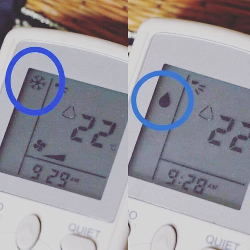 Chế độ Dry chủ yếu hút ẩm, trong khi chế độ Cool làm giảm nhiệt độ phòng