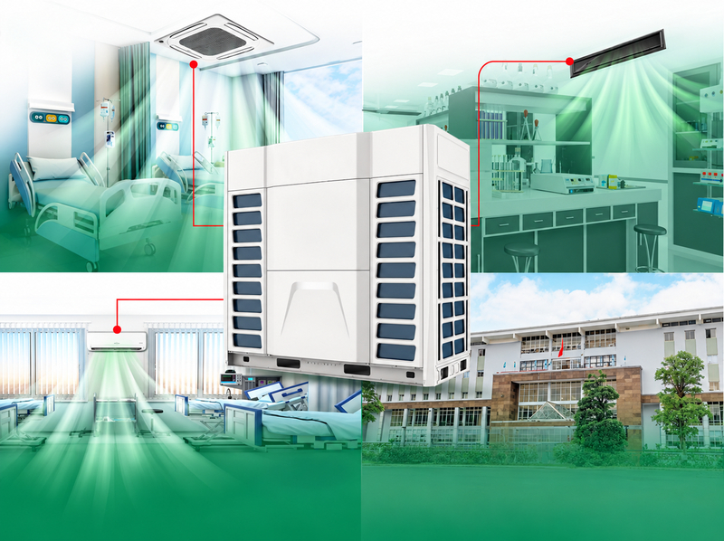 Điều hòa trung tâm VRF là giải pháp được lắp đặt ở những nơi có nhu cầu làm mát trên 5 khu vực cùng lúc.