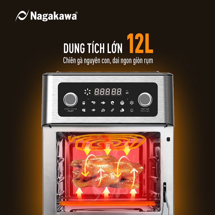 DUNG TÍCH LỚN 12 LÍT CHIÊN GÀ NGUYÊN CON, KHÔNG CẦN CẮT NHỎ