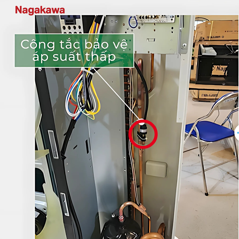 Kiểm tra công tắc bảo vệ áp suất thấp và bo mạch