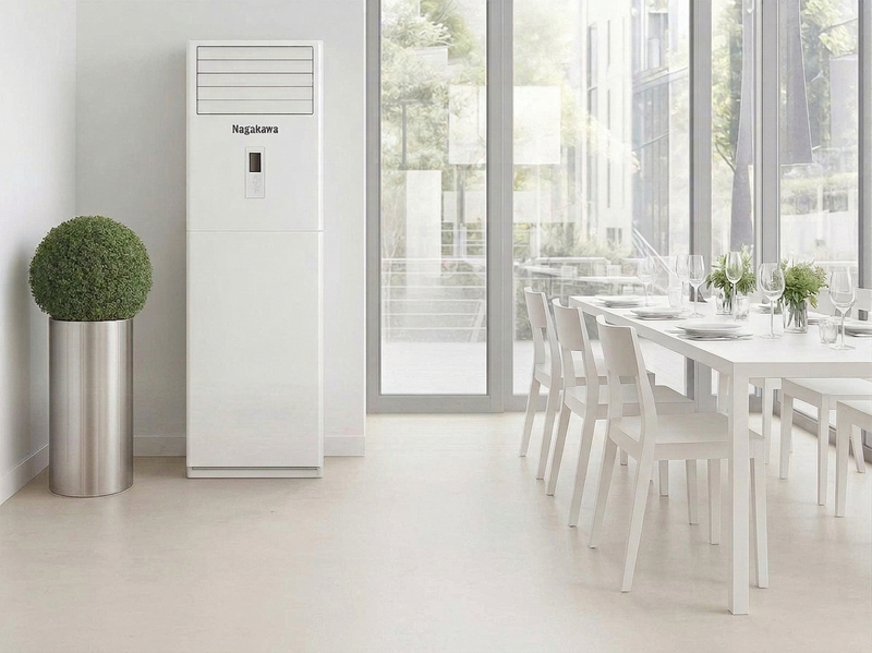 Máy lạnh tủ đứng 5HP phù hợp lắp đặt cho showroom, nhà hàng và không gian thương mại có diện tích 60–80m²