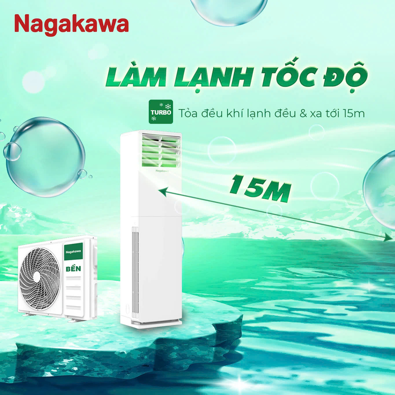 Nagakawa NP-A28R1K58 có thể tỏa đều khí lạnh xa tới 15m