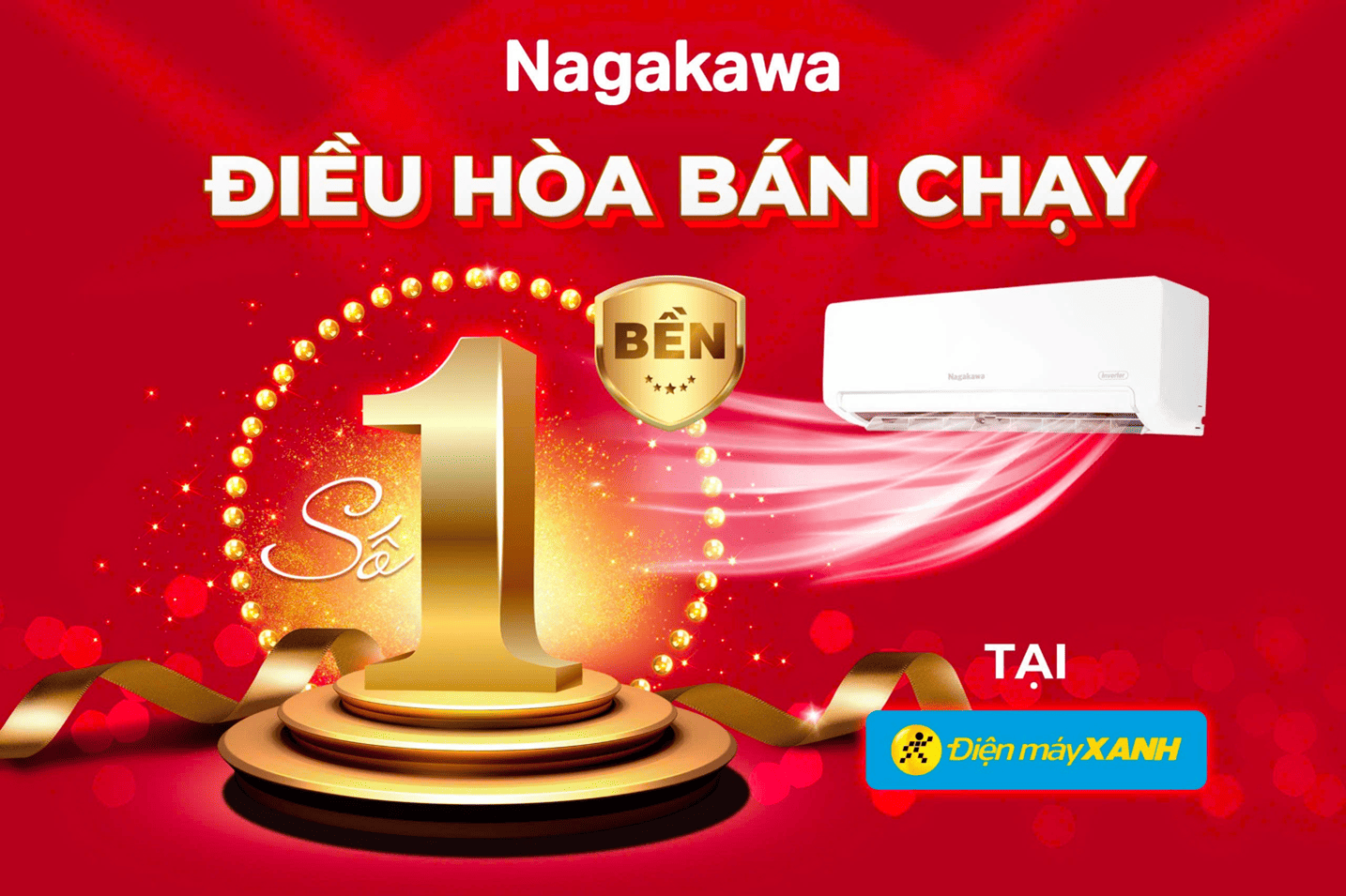 Điều hòa không khí – sản phẩm chủ lực của Nagakawa – ghi nhận vị trí bán chạy Top 1 tại hệ thống Điện Máy Xanh