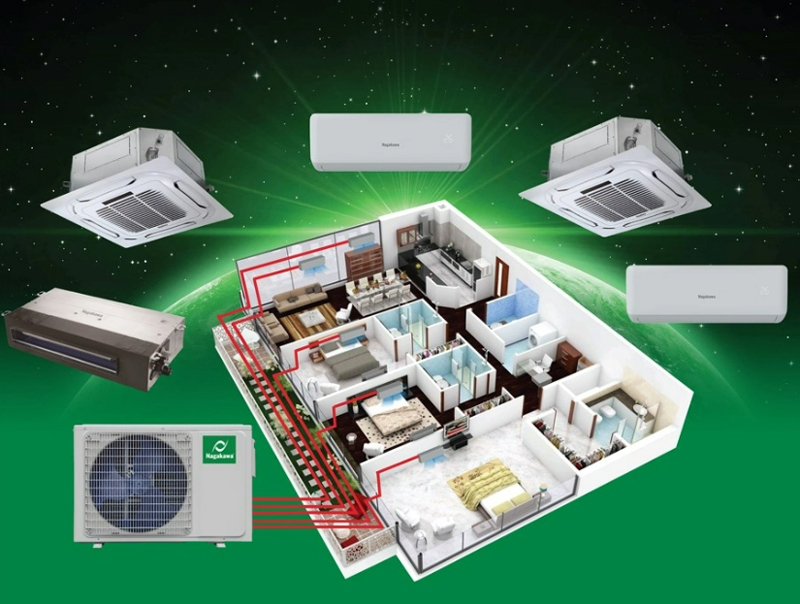 Điều hòa Multi Inverter Nagakawa NMU-A42UB phù hợp với các thiết kế căn hộ/ngôi nhà có nhiều phòng.
