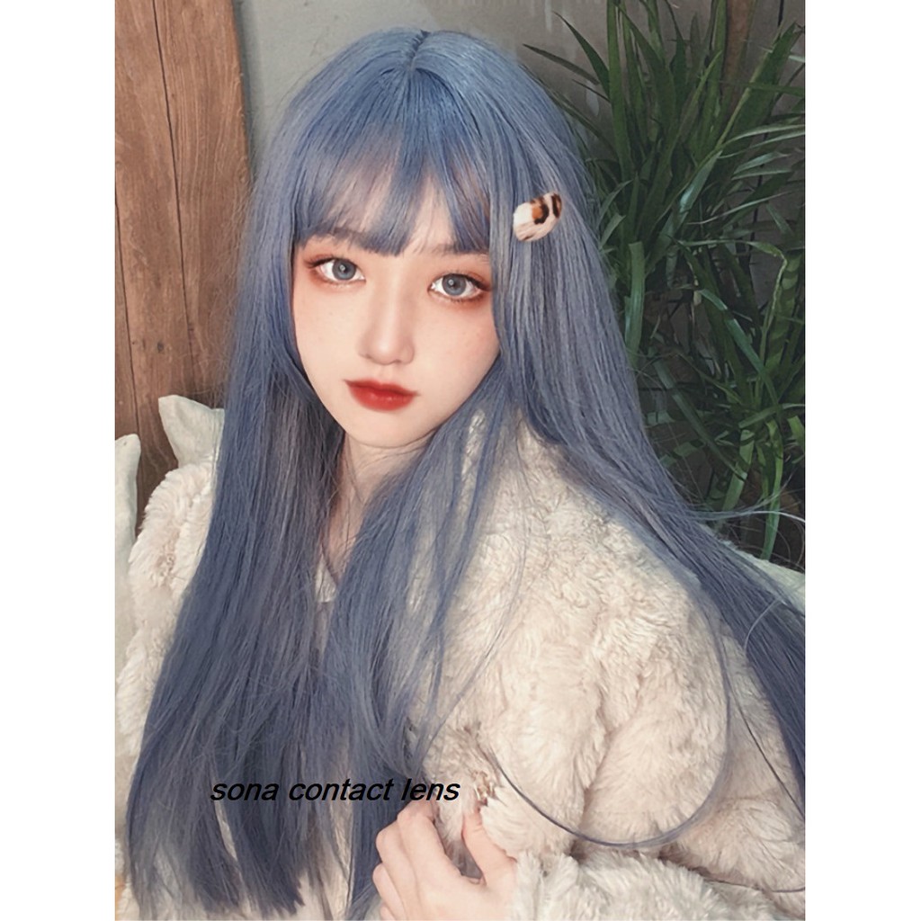 [TS133] Tóc Giả Thẳng Dài Màu Xám Xanh Cao Cấp