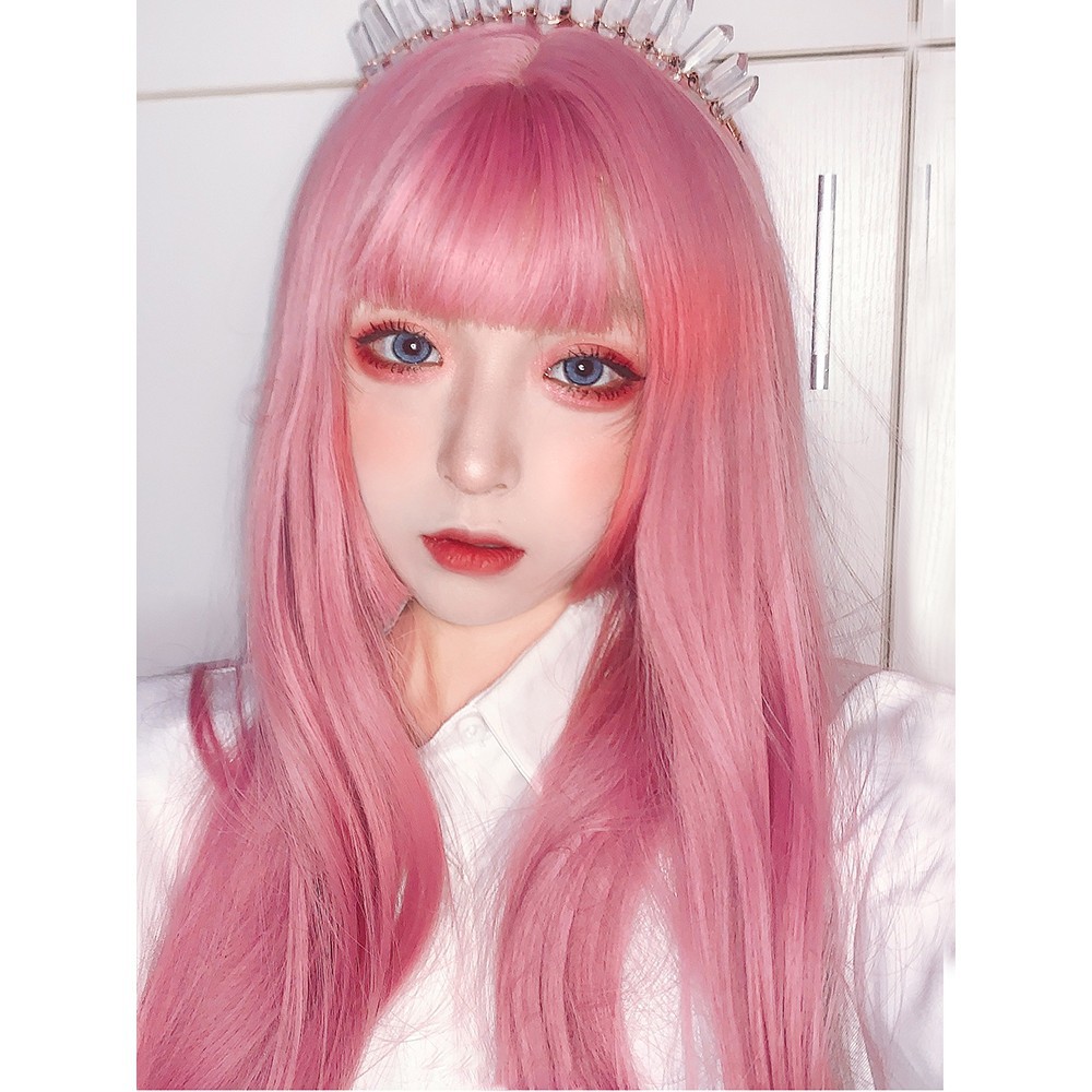 [TS133] Tóc Giả Thẳng Dài Màu Hồng Cao Cấp