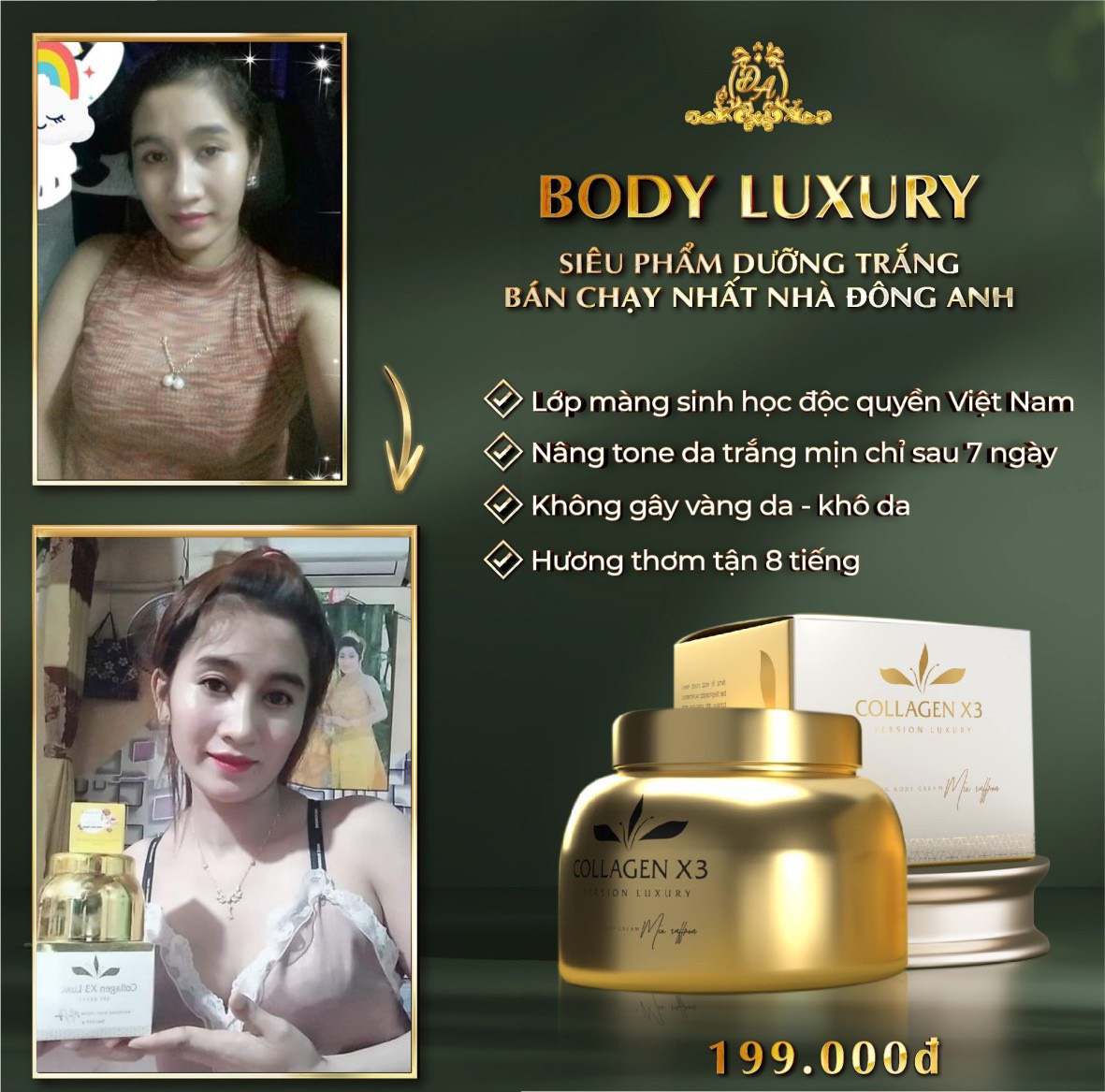 Combo Trắng Da Body Ngâm Đen