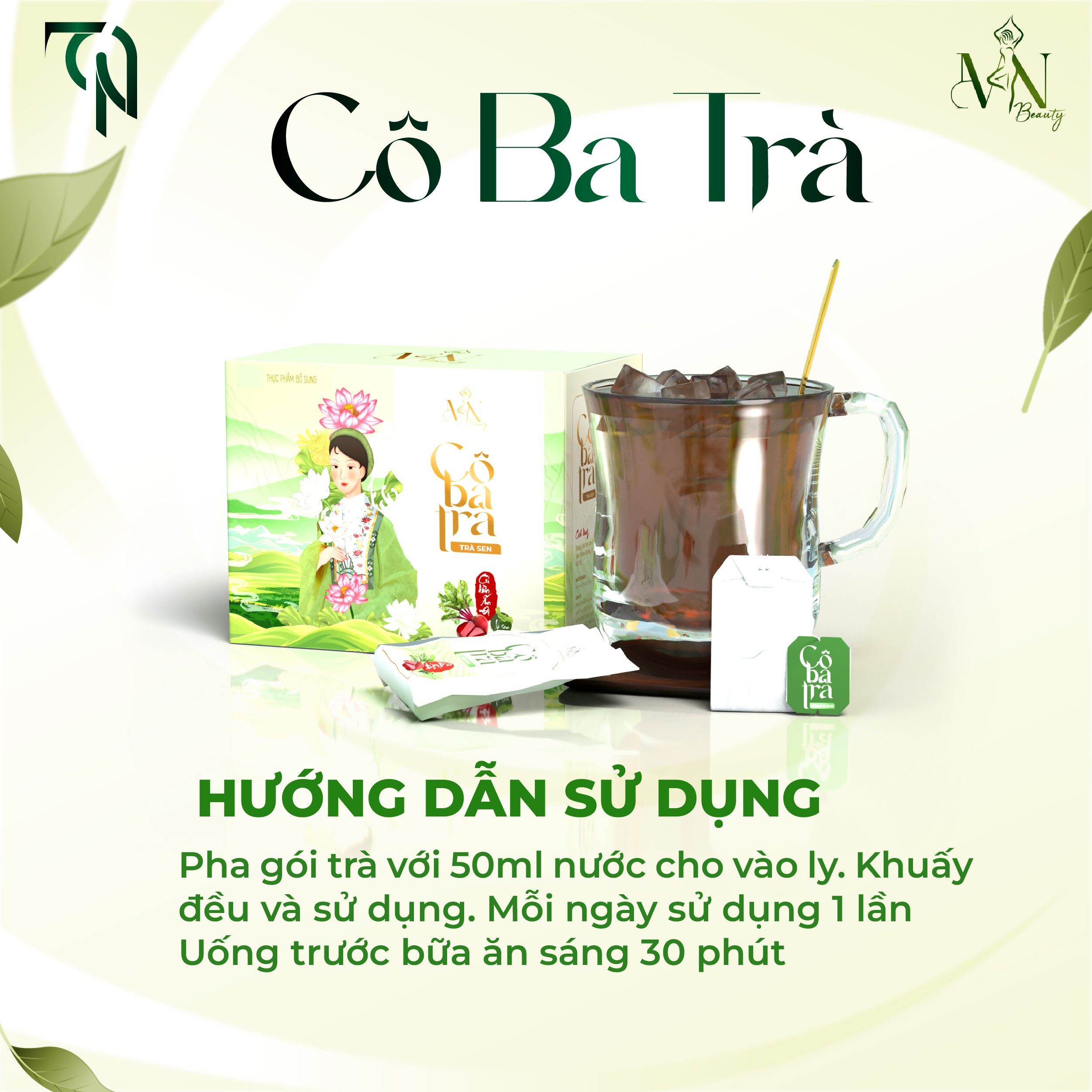 Giảm Mỡ Bụng Cô Ba Trà [ Có Thẻ Cào Trúng Thưởng Cào Trúng 100% ] Tặng Quần Định Hình Eo,Tặng Tan Mỡ Cao Gừng