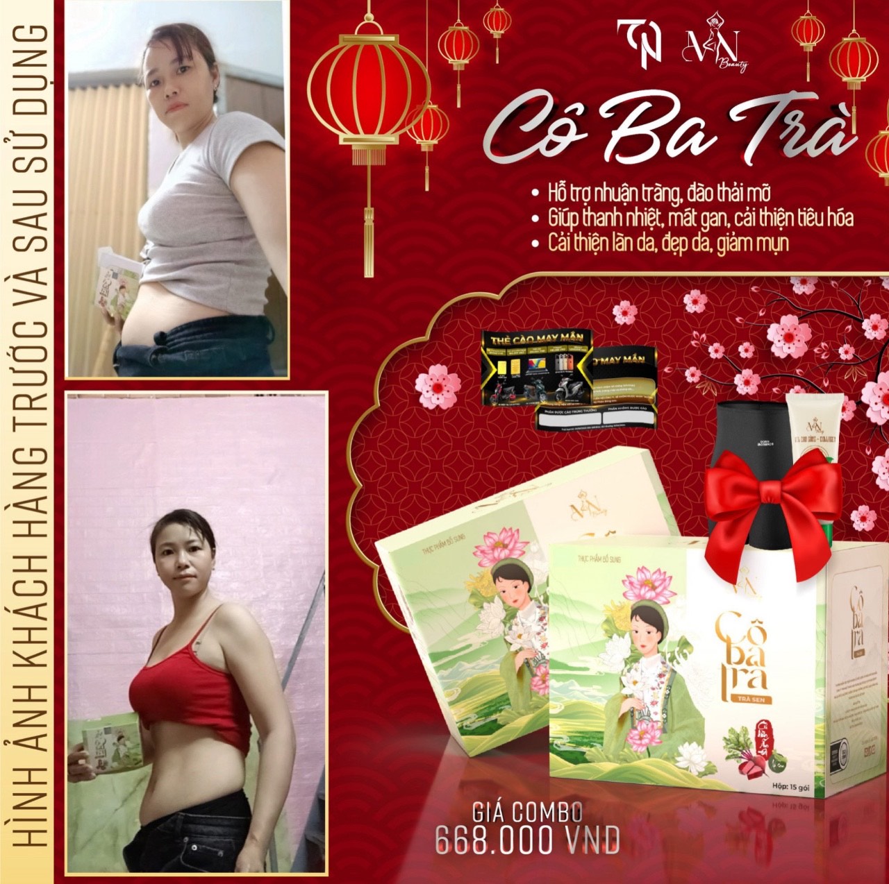 Giảm Mỡ Bụng Cô Ba Trà Không Kèm Cao Gừng & Quần Định Hình Eo
