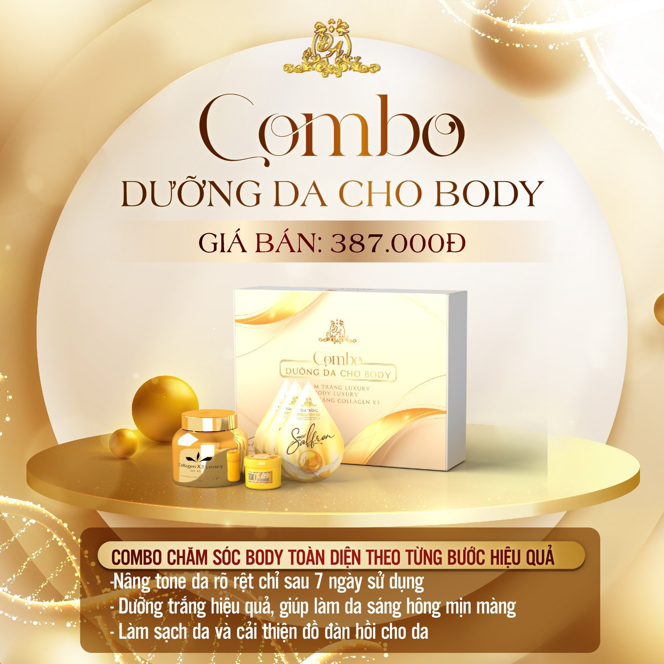 Combo Trắng Da Body Ngâm Đen