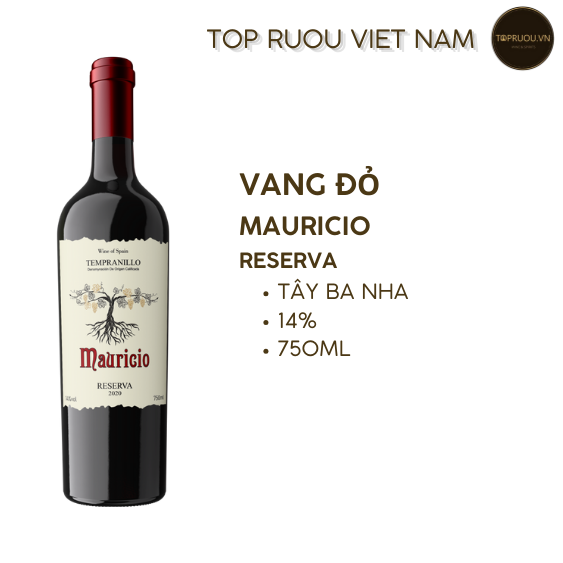 Vang Đỏ Mauricio Reserva - Tempranillo - 750ml - 14% - Tây Ban Nha