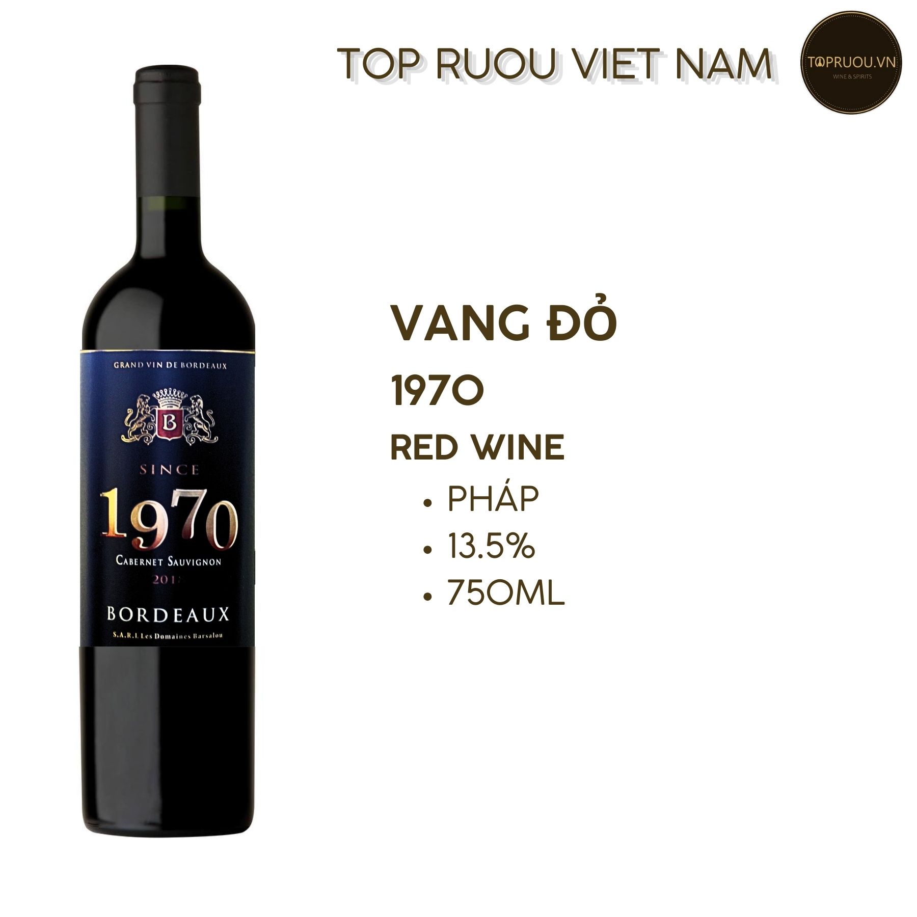 Vang Đỏ 1970 Bordeaux - 750ml - 13,5% - Pháp - Cabernet Sauvignon & Merlot  