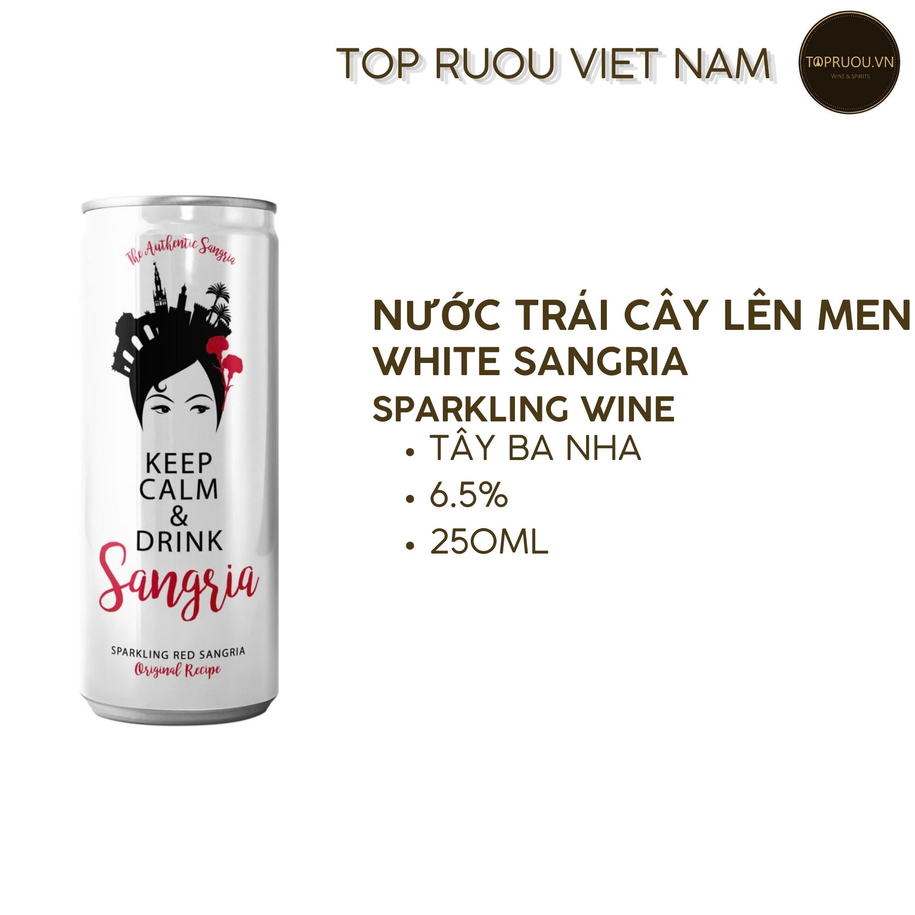 Nước Trái Cây Lên Men White  Sangria (Đóng Lon) 250ml - 6.5% - Tây Ban Nha