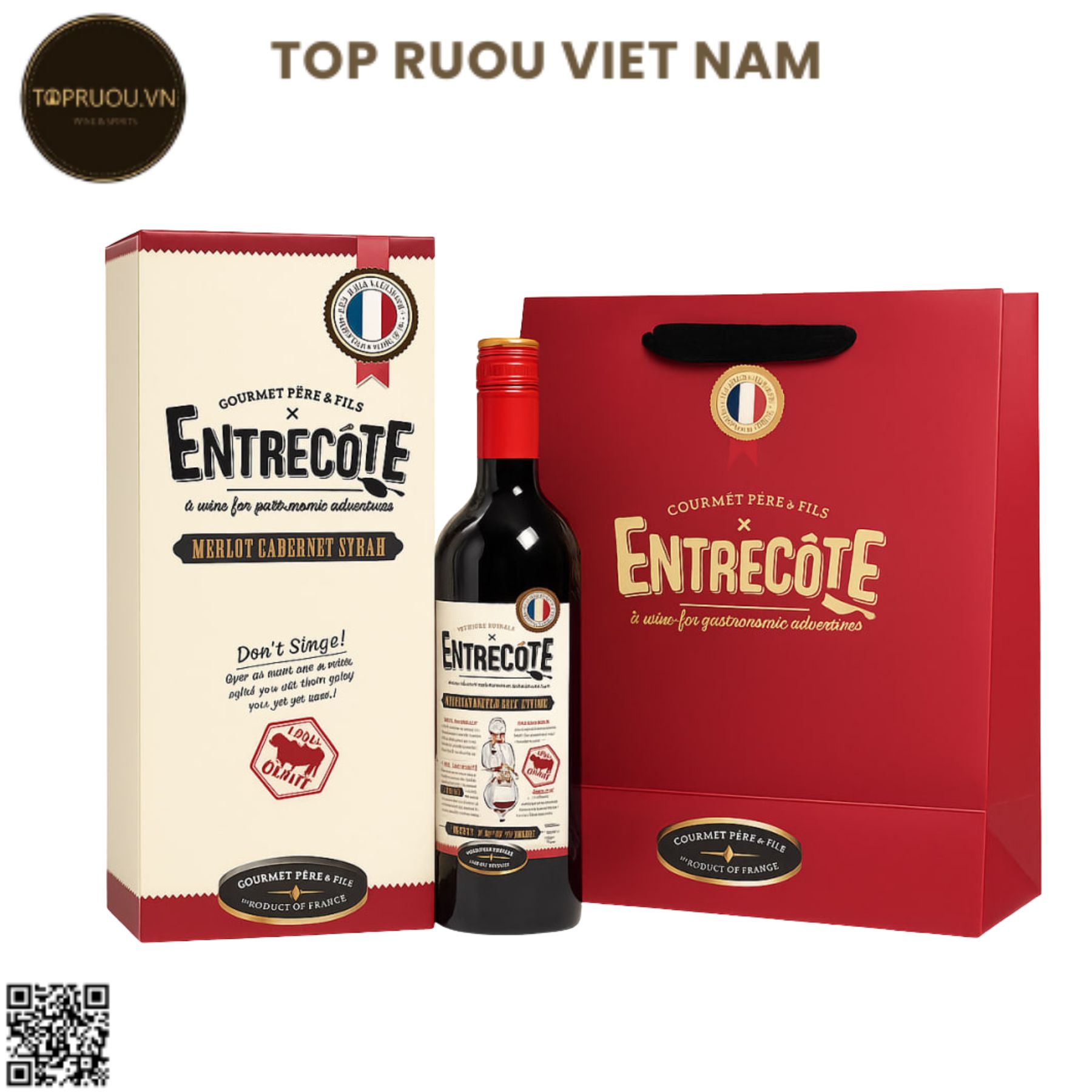 Hộp Qùa Tết Entrecote Melot Cabernet SyrahVDP 2023 - Pháp - 750ml - 14%
