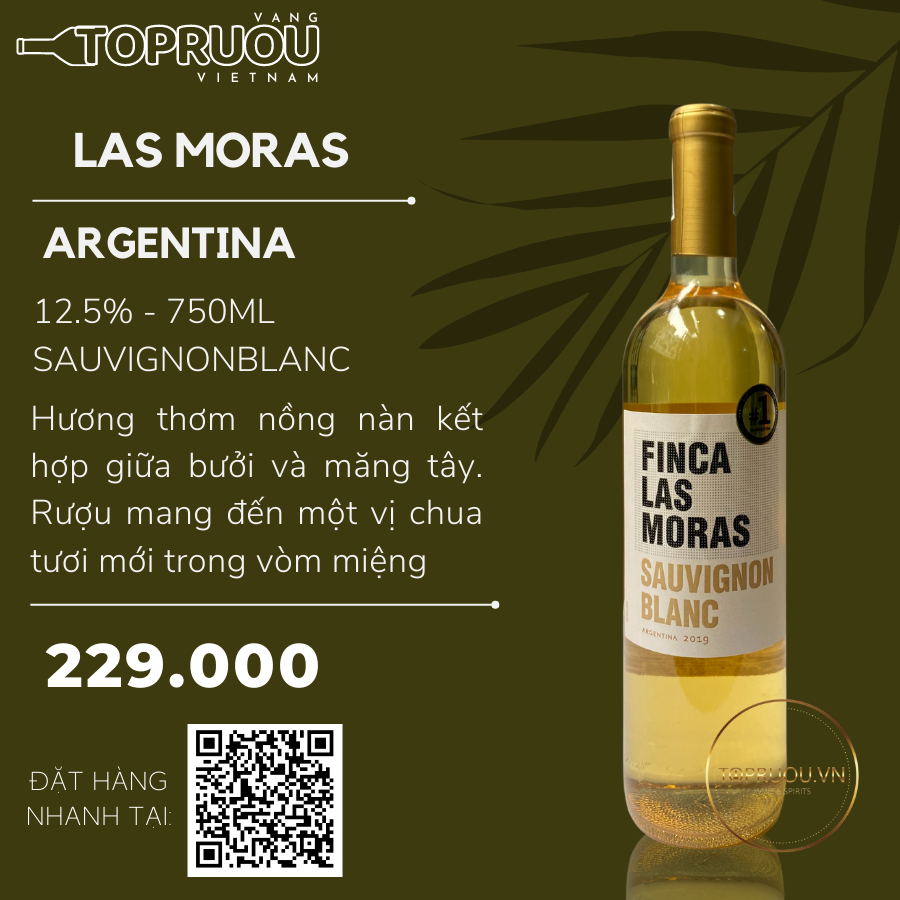Vang Trắng Las Moras Sauvignon Blanc 750ml - Argentina - 12%