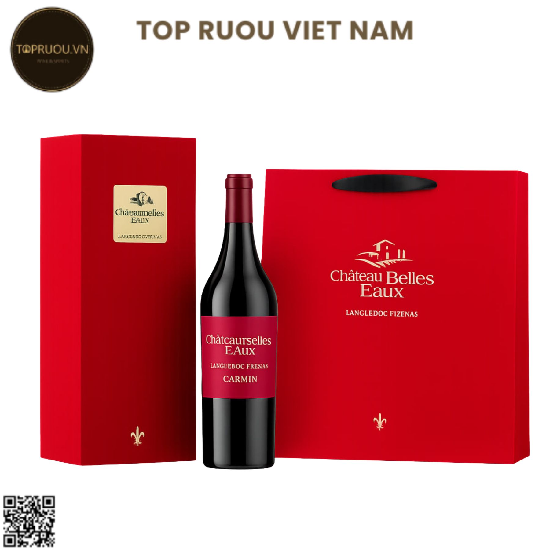 Hộp Qùa Tết  Chateau Belles Eaux Languedoc Pezenas Carmin 2022 - Pháp - Syrah - 750ml