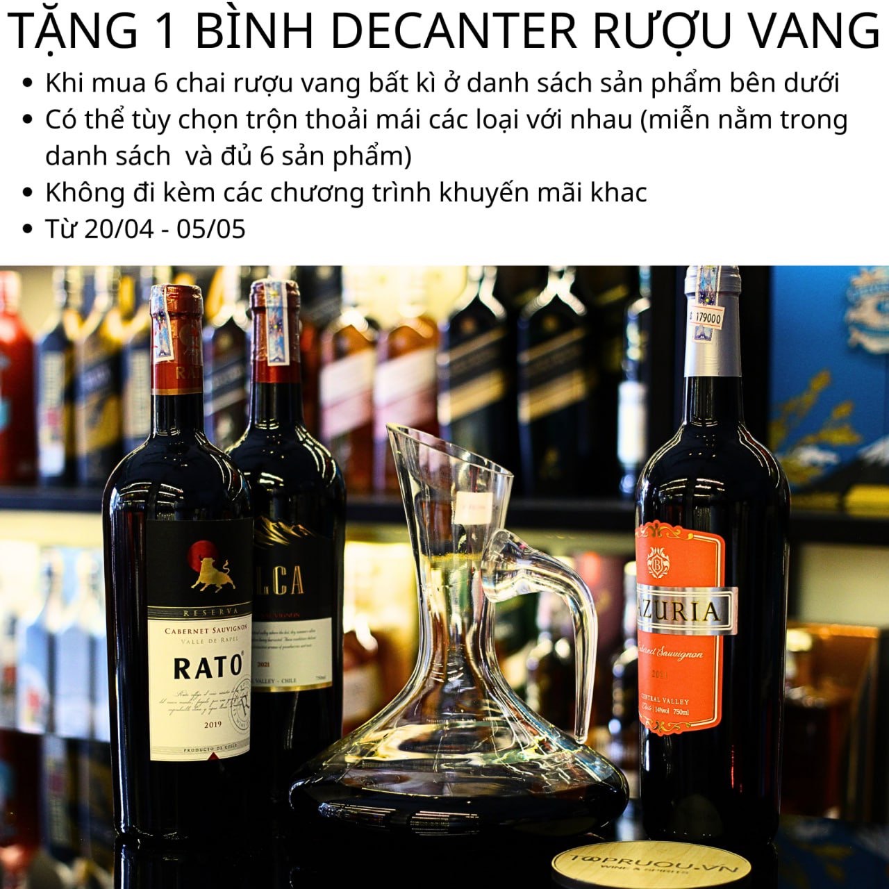 Bình Thở Rượu Vang Decanter 1200ml