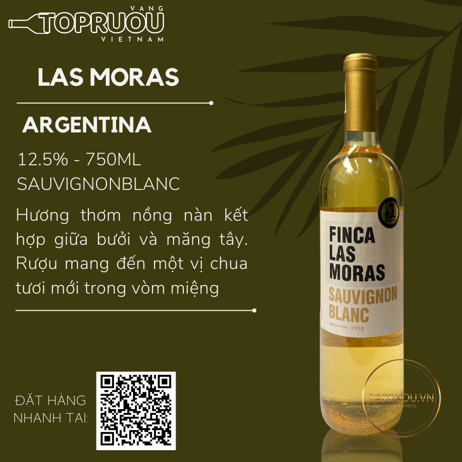 Vang Trắng Las Moras Sauvignon Blanc 750ml - Argentina - 12%