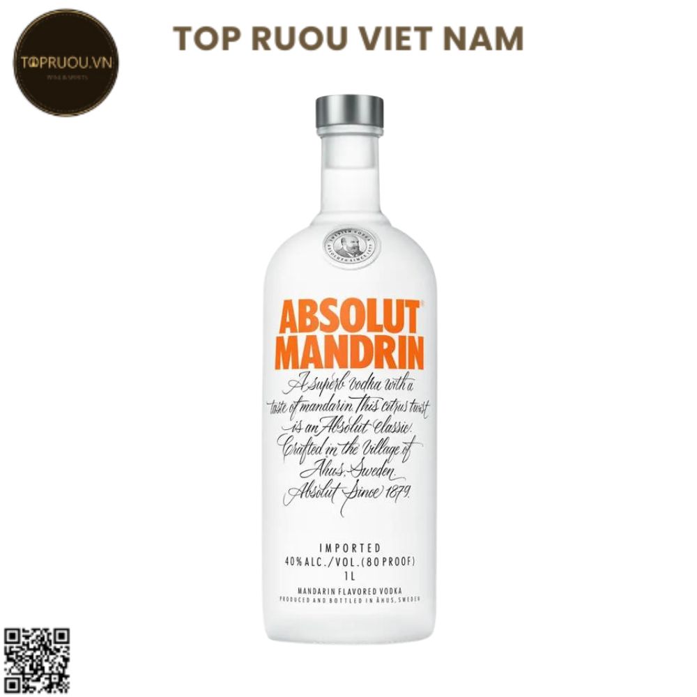 Vodka Absolut Mandrin (Cam) - 1000ml - 40% - Thụy Điển