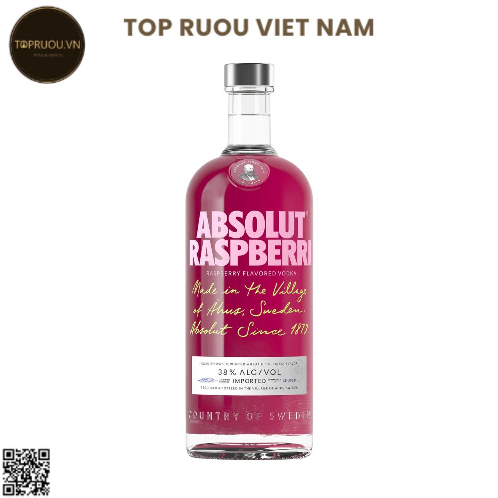 Vodka Absolut Raspberri (Mâm Xôi) - 1000ml - 38% - Thụy Điển