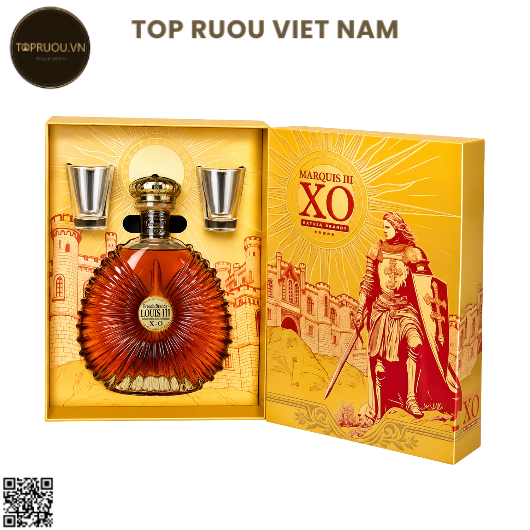 Brandy XO Marquis III Vàng - 700ml - 40% - Pháp