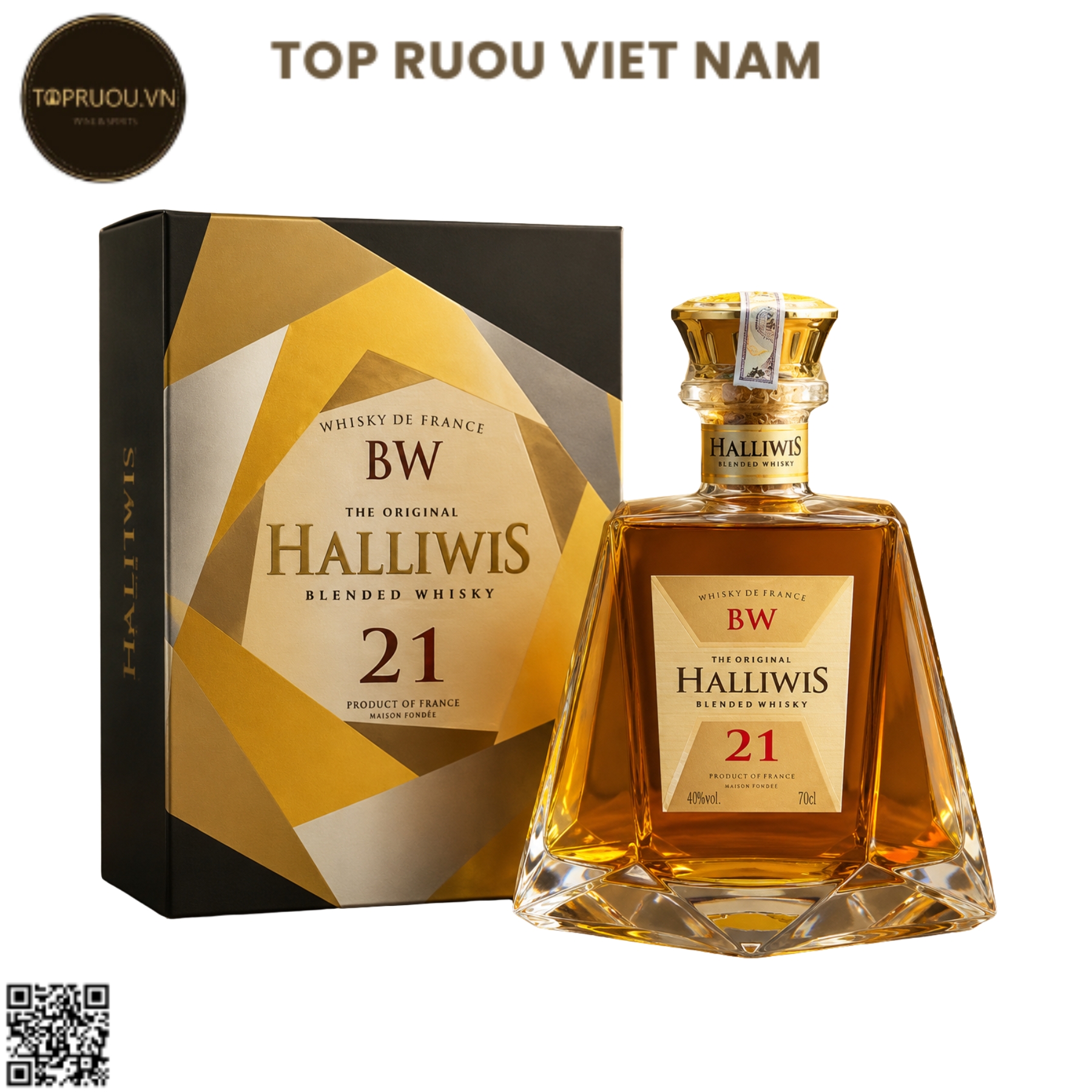 Whisky Halliwis BW 21 (Kèm Túi Giấy Hãng) - 700ml - 40% - Pháp