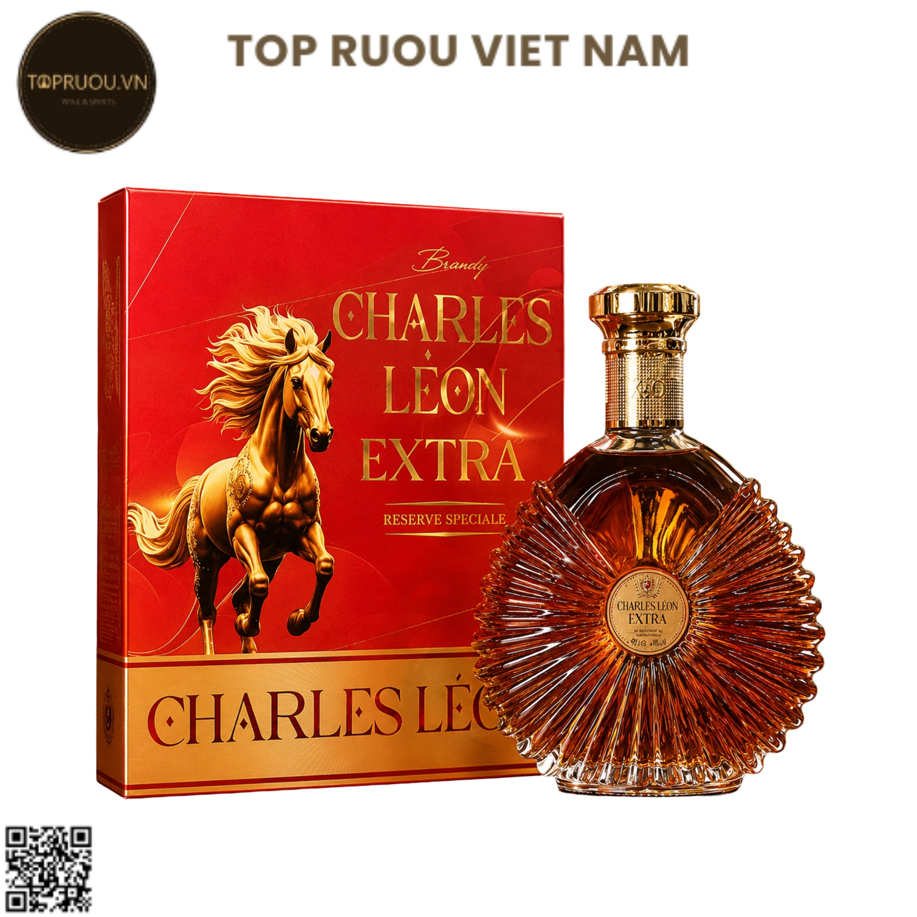 Brandy XO Charles Leon Extra (Kèm Túi Giấy Hãng) - 700ml - 40% - Pháp