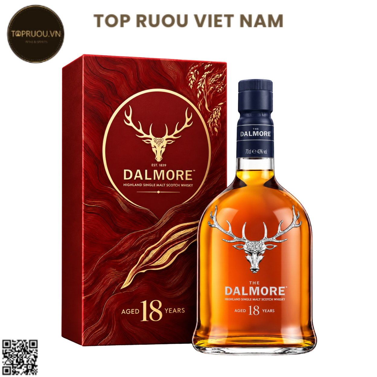 Hộp Quà Whisky The Dalmore 18 Single Malt F27 - 700ml - 40% - Scotland