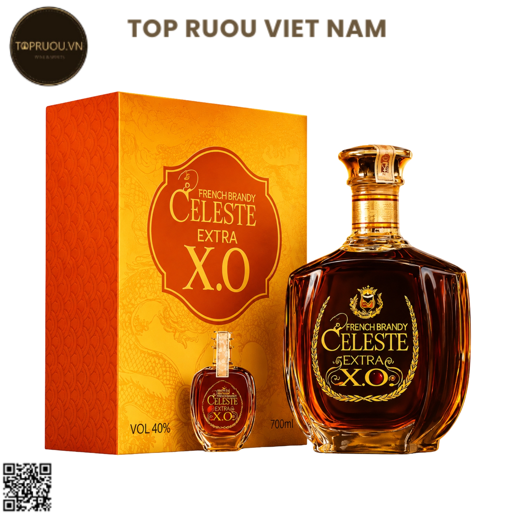 Brandy XO Celeste Extra (Kèm Túi Giấy Hãng) - 700ml - 40% - Pháp