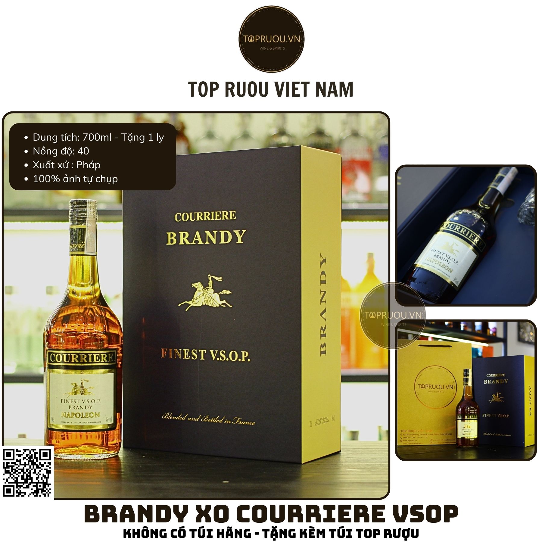 Brandy Courriere VSOP - 700ml - 40% - Pháp
