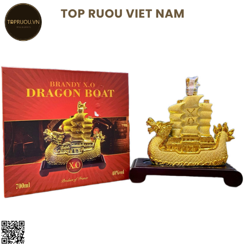 Brandy XO Gold Dragon Boat - Rồng Cưỡi Thuyền Vàng 700ml - 40% -Pháp