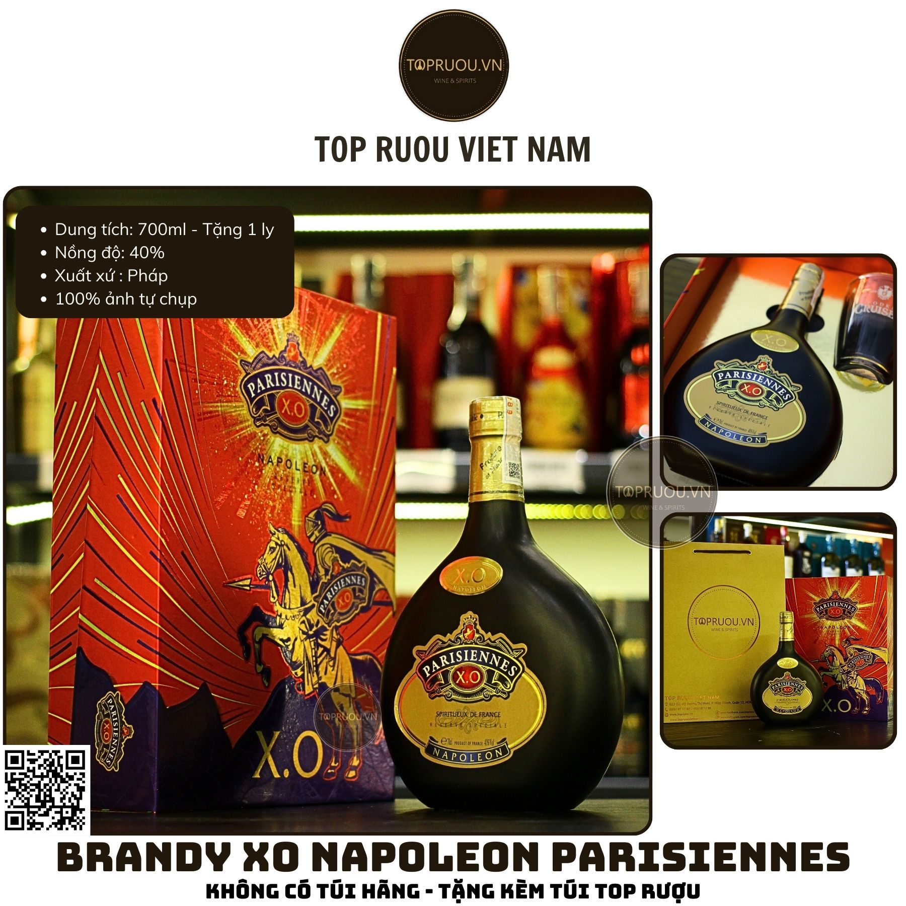 Brandy XO Napoleon Parisiennes - 700ml - 40% - Pháp