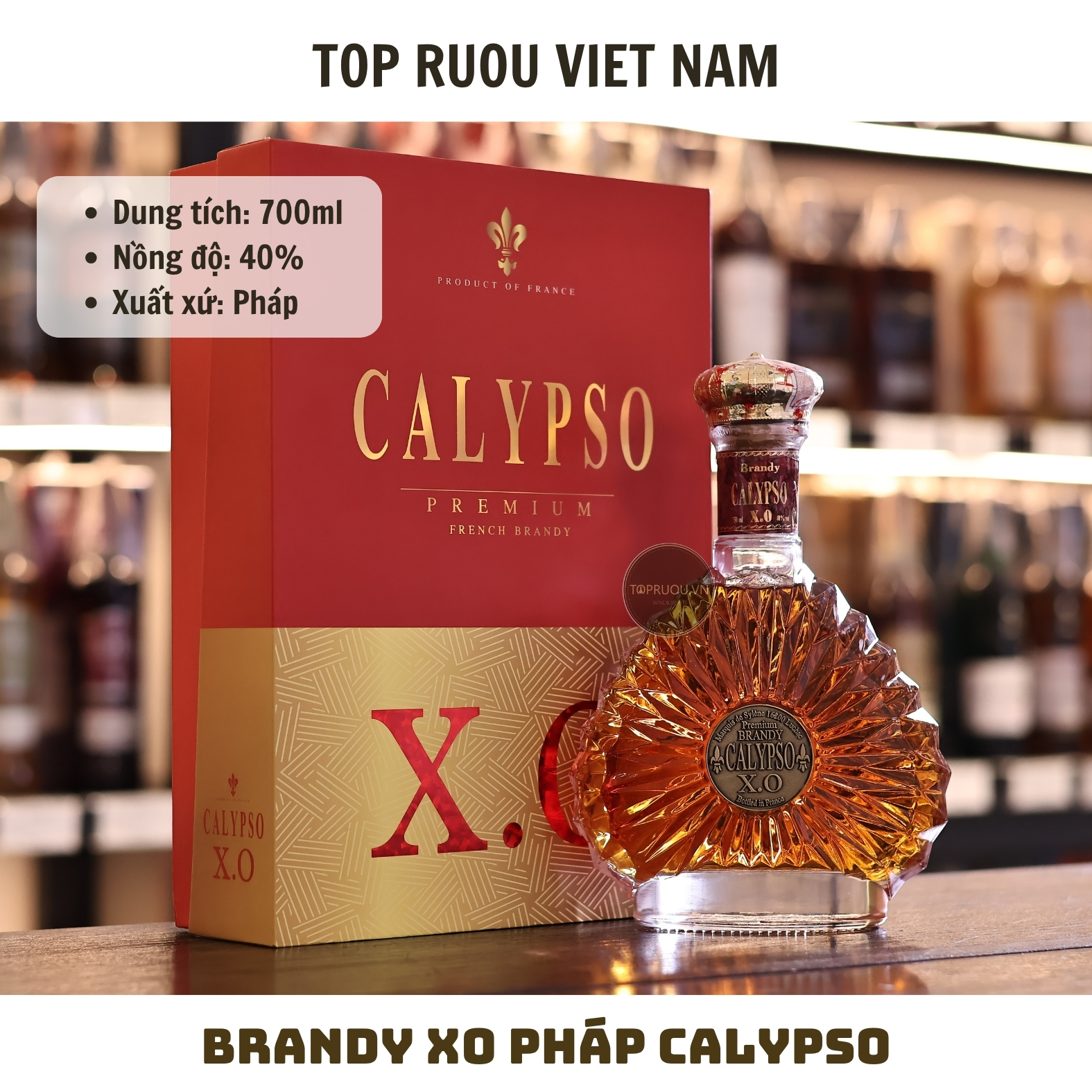Brandy XO Calypso (Kèm Túi Hãng) - 700ml - 40% - Pháp